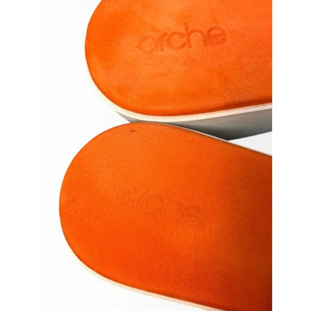Arche Wedge Sandals Womens‎ 40 Orange Woven Suede Platform Slide Made in France